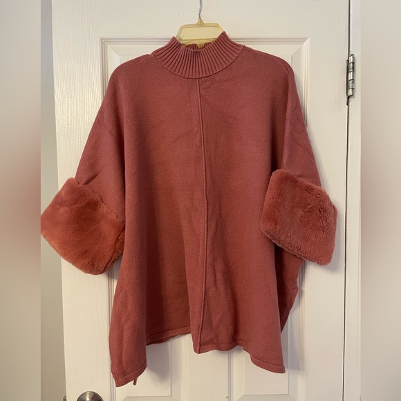 Alfani Turtleneck Sweater with Fur Sleeves - Picture 1 of 4